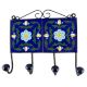 Navy Blue Ceramic Floral Tile Wall Hook Online